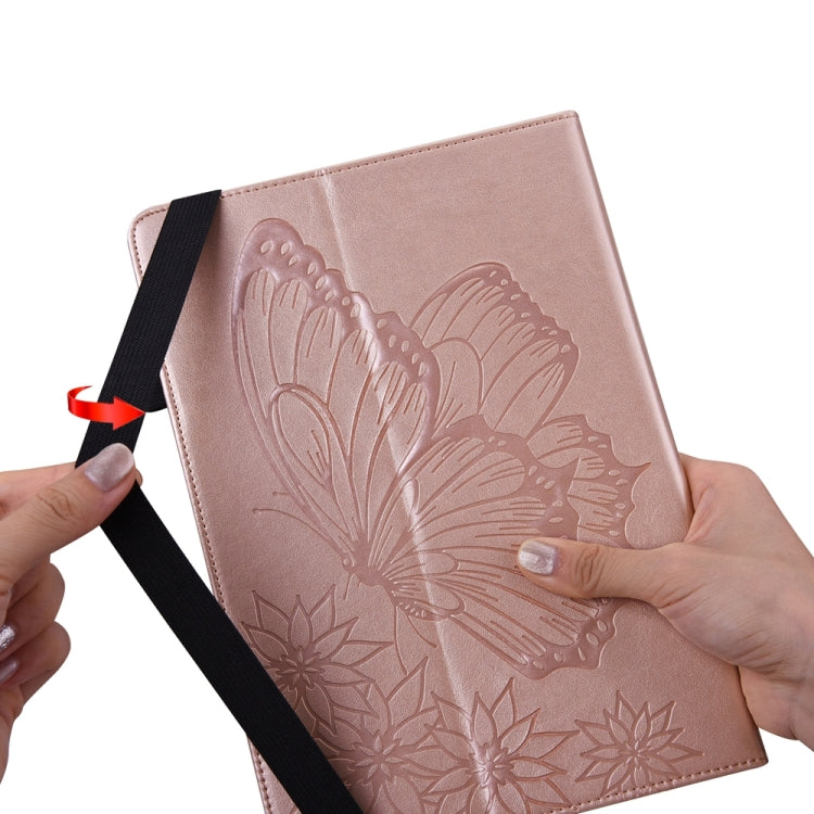 For Samsung Galaxy Tab S9 Ultra / S8 Ultra Big Butterfly Embossed Leather Tablet Case(Rose Gold) by bashfashion