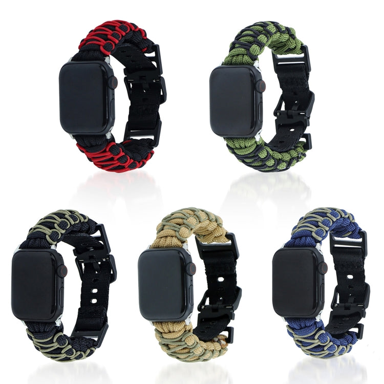 For Apple Watch Ultra 2 49mm Dual-layer Braided Paracord Buckle Watch Band(Black Red) by bashfashion