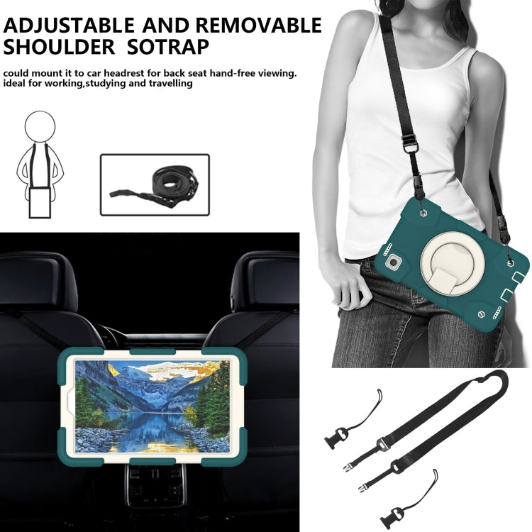 For Samsung Galaxy Tab A11 / A9 Silicone Hybrid PC Tablet Case with Shoulders Strap(Blackish Green) by bashfashion