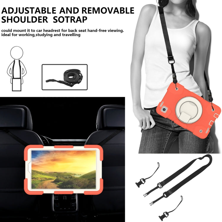 For Samsung Galaxy Tab A11 / A9 Silicone Hybrid PC Tablet Case with Shoulders Strap(Coral Orange) by bashfashion