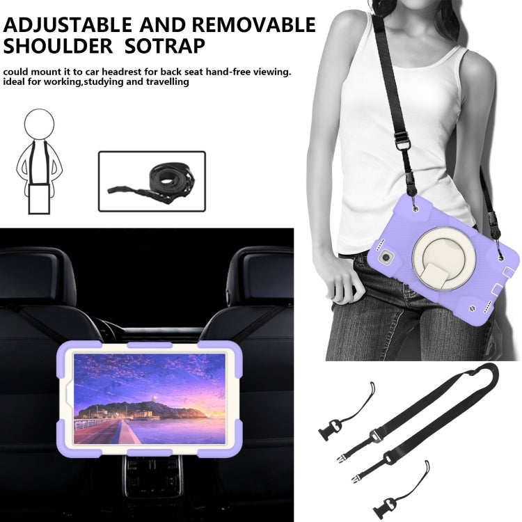 For Samsung Galaxy Tab A11 / A9 Silicone Hybrid PC Tablet Case with Shoulders Strap(Purple) by bashfashion