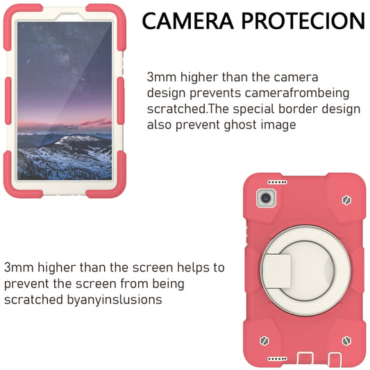 For Samsung Galaxy Tab A11 / A9 Silicone Hybrid PC Tablet Case with Shoulders Strap(Begonia Red) by bashfashion