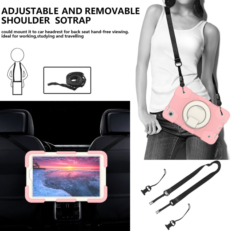 For Samsung Galaxy Tab A11 / A9 Silicone Hybrid PC Tablet Case with Shoulders Strap(Pink) by bashfashion
