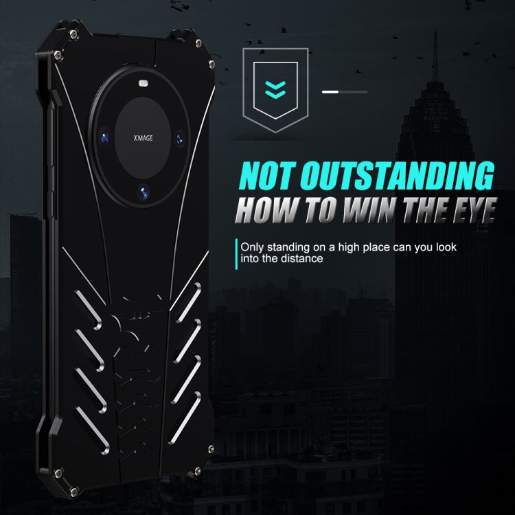 For Huawei Mate 60 Pro R-JUST Batman Metal Mobile Phone Protective Case(Black) by R-JUST