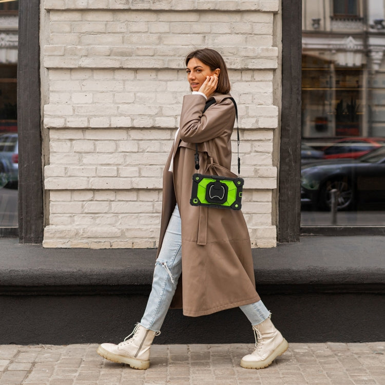 For Samsung Galaxy Tab A7 Lite 2021 Contrast Color Robot Silicone Hybrid PC Tablet Case(Black Yellow Green) by bashfashion