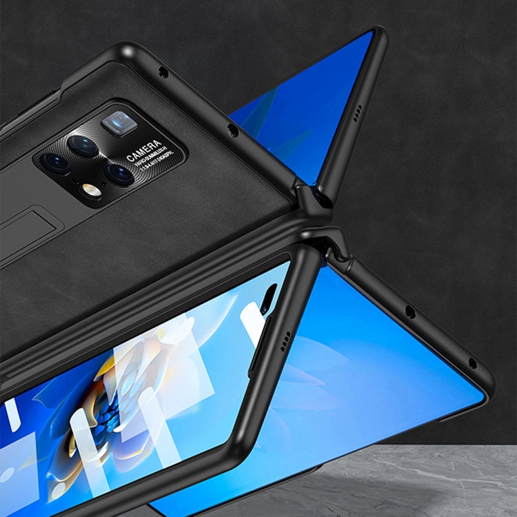 For Huawei Mate X2 GKK Integrated Frosted Leather HD Fold Hinge Phone Case with Holder(Brown) by GKK