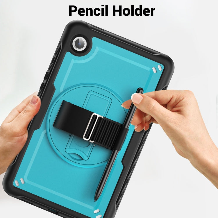 For Samsung Galaxy Tab A11 / A9 Honeycomb Hand Grip Turntable Stand Tablet Case(Light Blue) by bashfashion