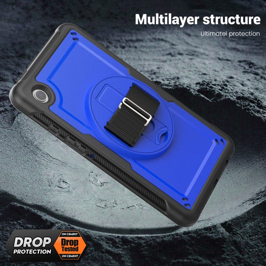 For Samsung Galaxy Tab A11 / A9 Honeycomb Hand Grip Turntable Stand Tablet Case(Dark Blue) by bashfashion