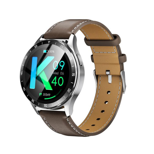 X10 Headphones Smart Watch 1.39 inch Waterproof Bracelet, Support Bluetooth Call / NFC / Heart Rate(Silver + Brown Leather) by bashfashion