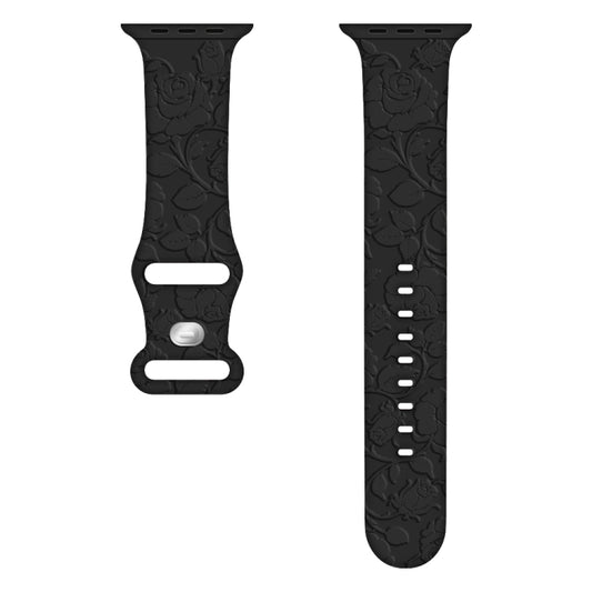 For Apple Watch Ultra 2 49mm Rose Embossed Silicone Watch Band(Black) by bashfashion