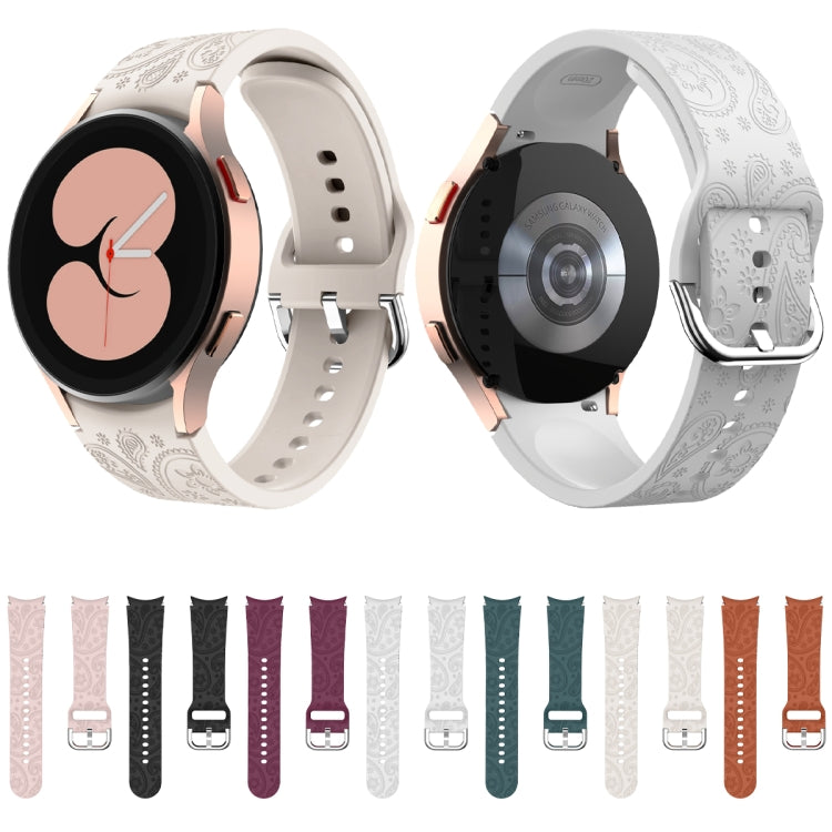 For Samsung Galaxy Watch 6 Ethnic Style Flowers Embossed Silicone Watch Band(Pink) by bashfashion