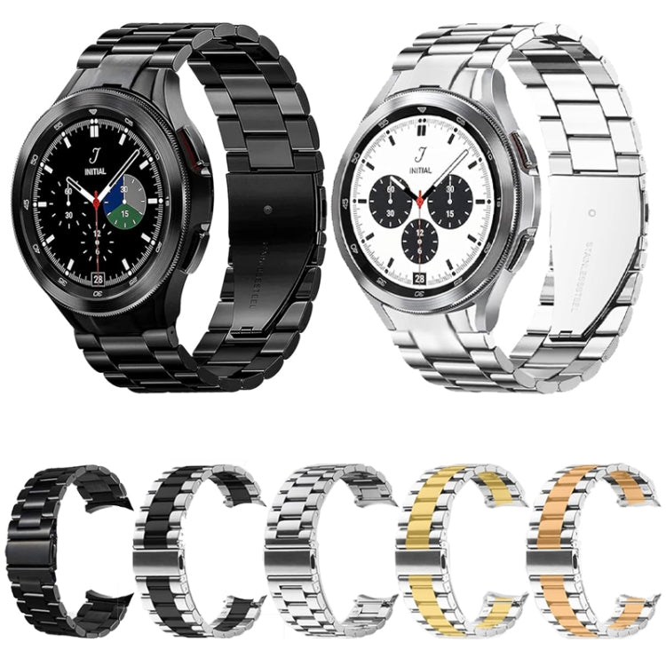 For Samsung Galaxy Watch 6 / 5 / 4 Three Bead Stainless Steel Metal Watch Band(Black) by bashfashion