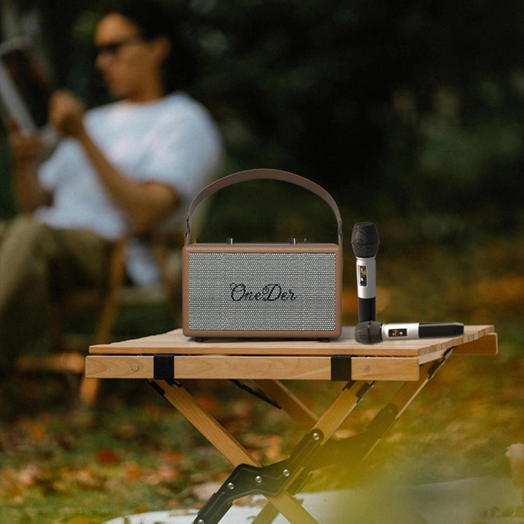 Oneder D7 Bluetooth Speaker Outdoor Karaoke Wireless Speakers With Two Mic(Cyan) by OneDer