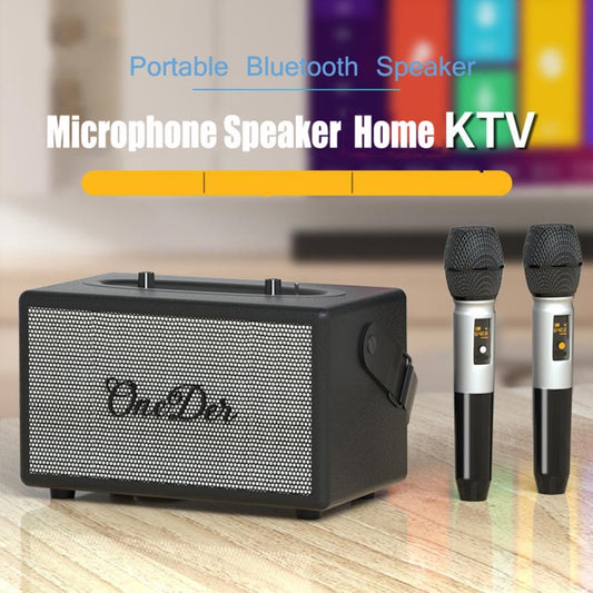Oneder D7 Bluetooth Speaker Outdoor Karaoke Wireless Speakers With Two Mic(Black) by OneDer