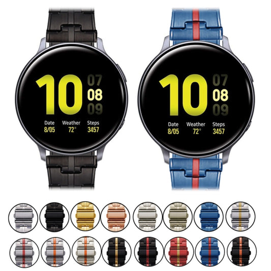 22mm Stainless Steel Watch Band(Black Orange) by bashfashion