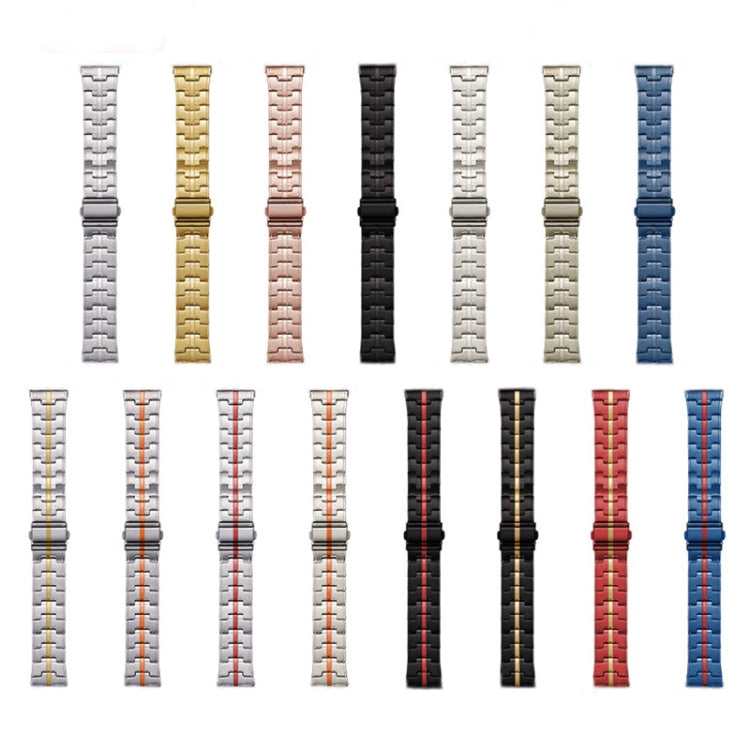 22mm Stainless Steel Watch Band(Black Orange) by bashfashion