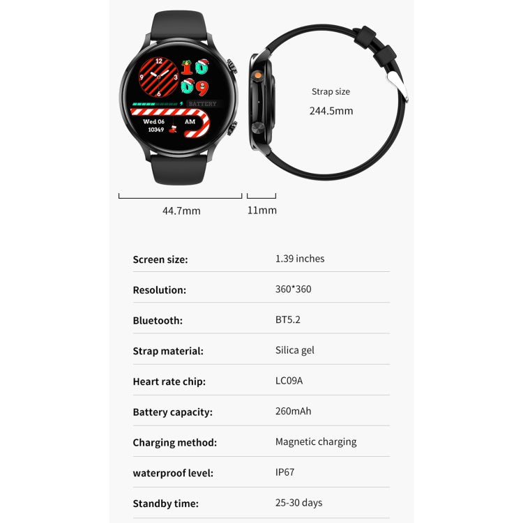 QS40 1.39 inch BT5.2 Smart Sport Watch, Support Bluetooth Call / Sleep / Blood Oxygen / Temperature / Heart Rate / Blood Pressure Health Monitor(Black) by bashfashion