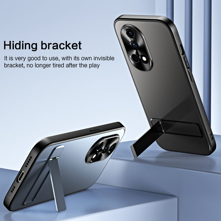 For Huawei nova 12 Pro R-JUST RJ-61 Electroplating Frosted TPU + PC Phone Case with Holder(Grey) by R-JUST