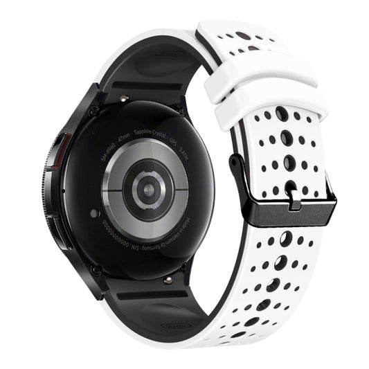 For Samsung Galaxy Watch 6 Two Color Silicone Watch Band(White Black) by bashfashion