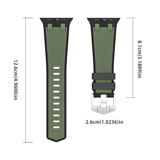For Apple Watch Series 4 44mm Oak Silicone Watch Band(Black Army Green) by bashfashion
