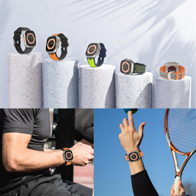 For Apple Watch SE 2023 44mm Oak Silicone Watch Band(Black Army Green) by bashfashion