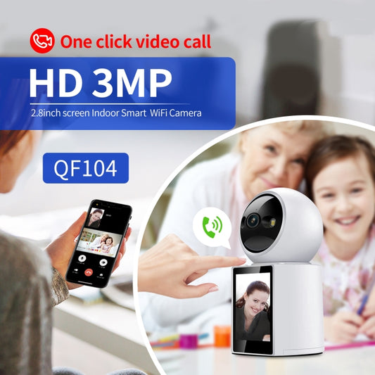 ESCAM QF104 One Click Video Call 3MP Indoor Humanoid Detection Audible Alarm Color Night Version Smart WiFi Camera, UK Plug by ESCAM