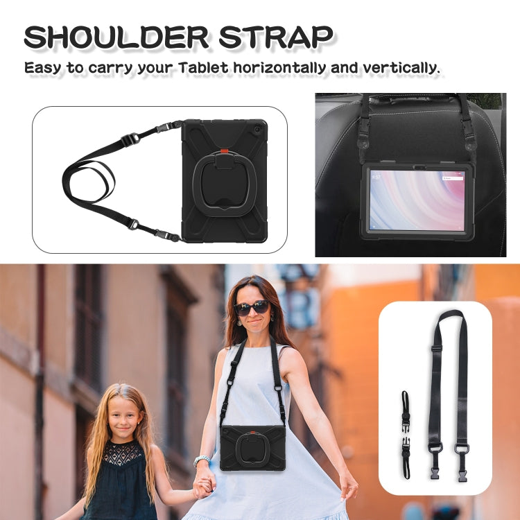 For Amazon Kindle Fire HD10 2023 Silicone Hybrid PC Tablet Case with Holder & Shoulder Strap(Black) by bashfashion