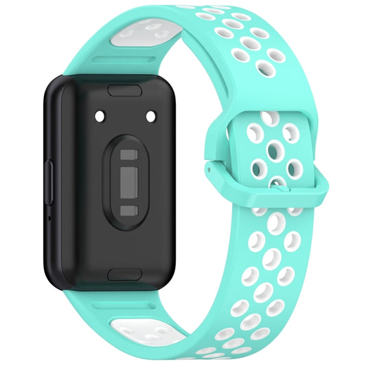 For Samsung Galaxy Fit 3 Two Color Breathable Silicone Watch Band(Teal White) by bashfashion