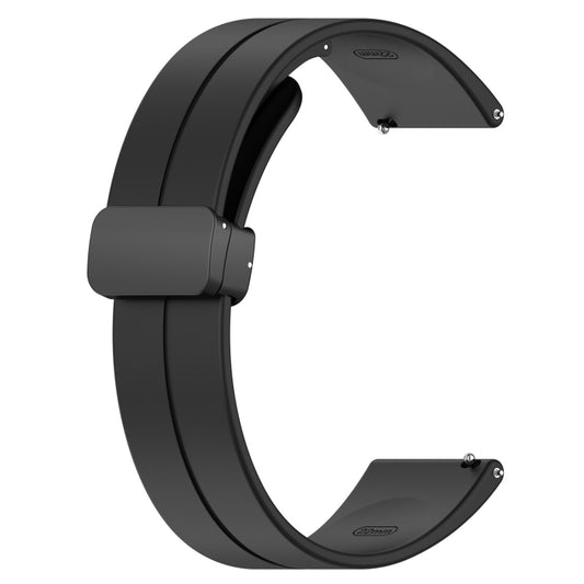 18mm Groove Folding Black Buckle Silicone Watch Band(Black) by bashfashion