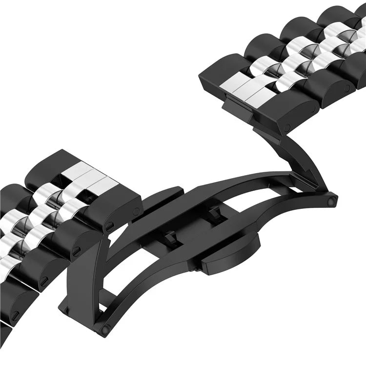 For Xiaomi Redmi Watch 4 Five-bead Butterfly Buckle Metal Watch Band(Silver Black A) by bashfashion