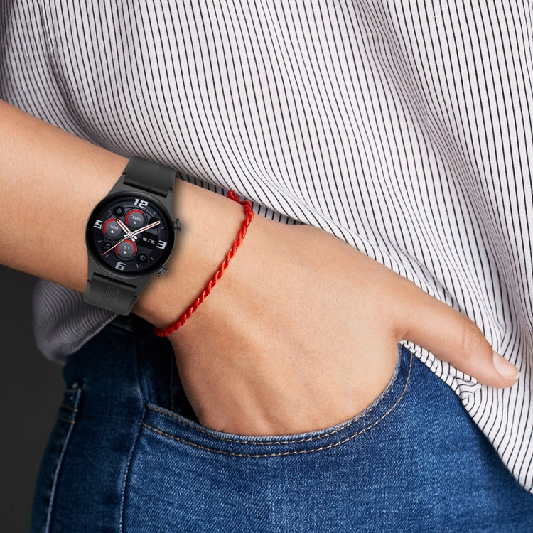 For Honor Watch GS 4 Striped Stainless Steel Buckle Silicone Watch Band(White) by bashfashion