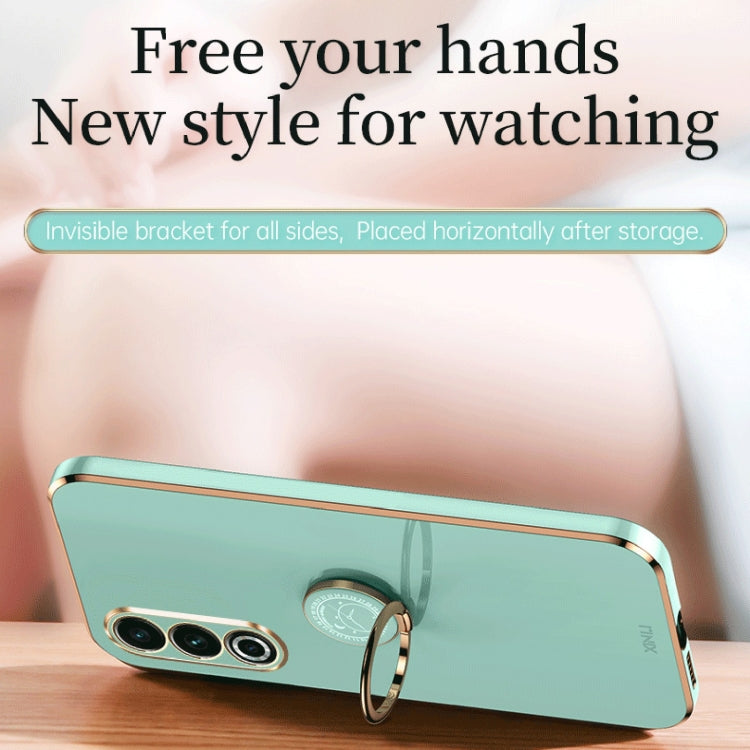 For Meizu 20 5G XINLI Straight Edge 6D Electroplate TPU Phone Case with Ring Holder(Cherry Purple) by XINLI