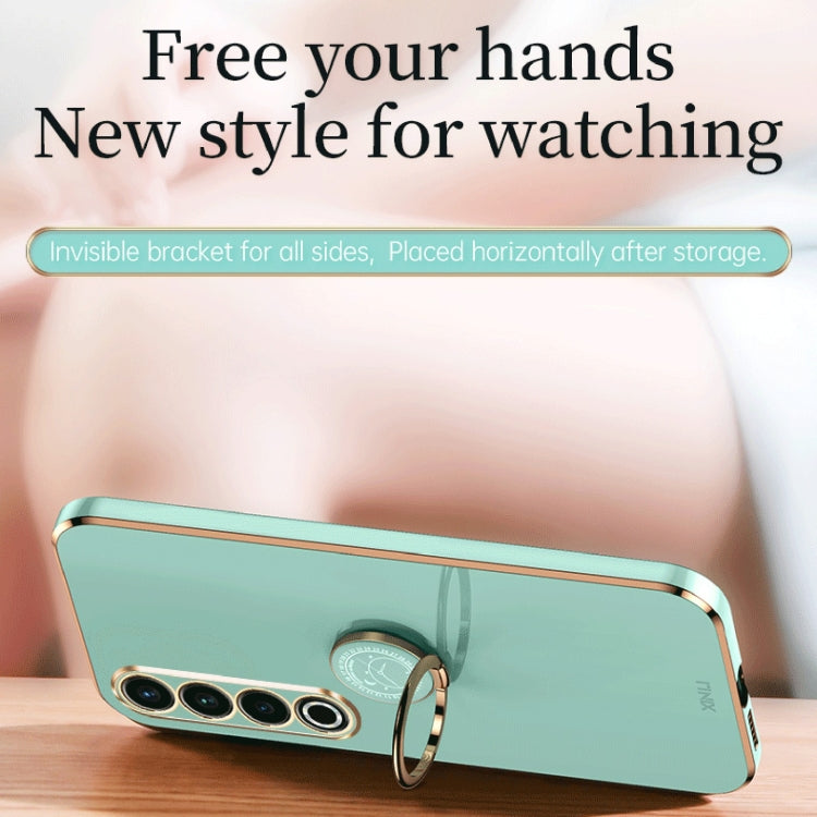 For Meizu 20 Pro 5G XINLI Straight Edge 6D Electroplate TPU Phone Case with Ring Holder(Mint Green) by XINLI