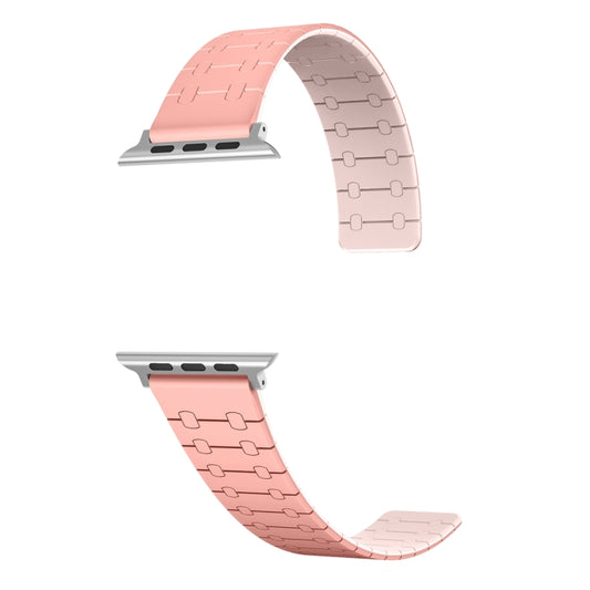 For Apple Watch SE 2022 40mm Two Color Loop Magnetic Silicone Watch Band(Peach+Light Pink) by bashfashion