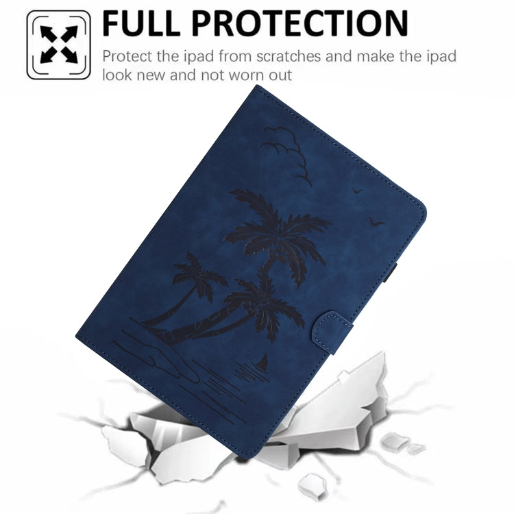 For Samsung Galaxy Tab A 9.7 T550/T555C Coconut Tree Embossed Smart Leather Tablet Case(Blue) by bashfashion