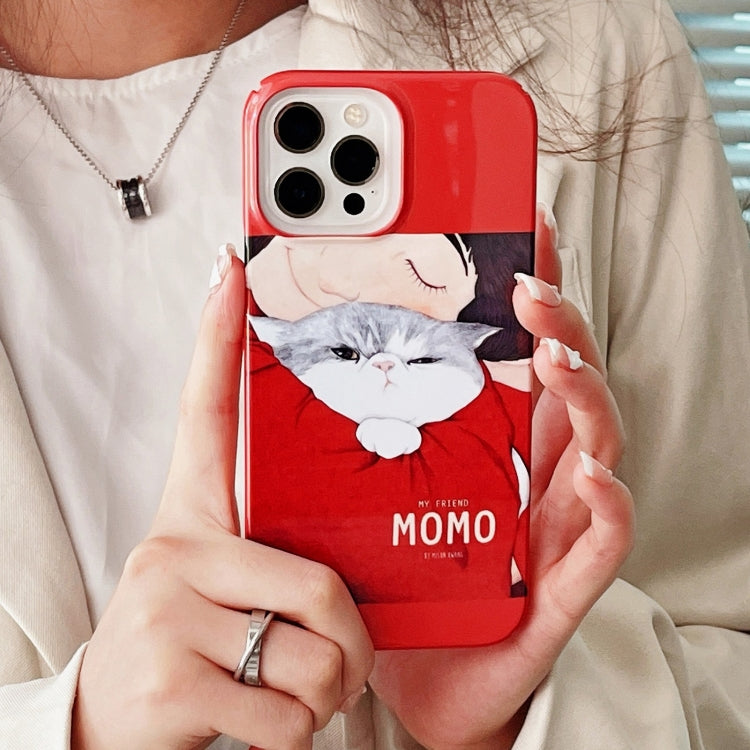 For iPhone 15 Cartoon Film Craft Hard PC Phone Case(Cat) by bashfashion