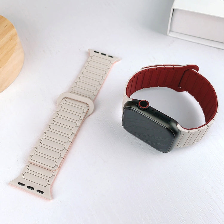 For Apple Watch SE 2023 44mm I-Shaped Magnetic Silicone Watch Band(White Starlight) by bashfashion