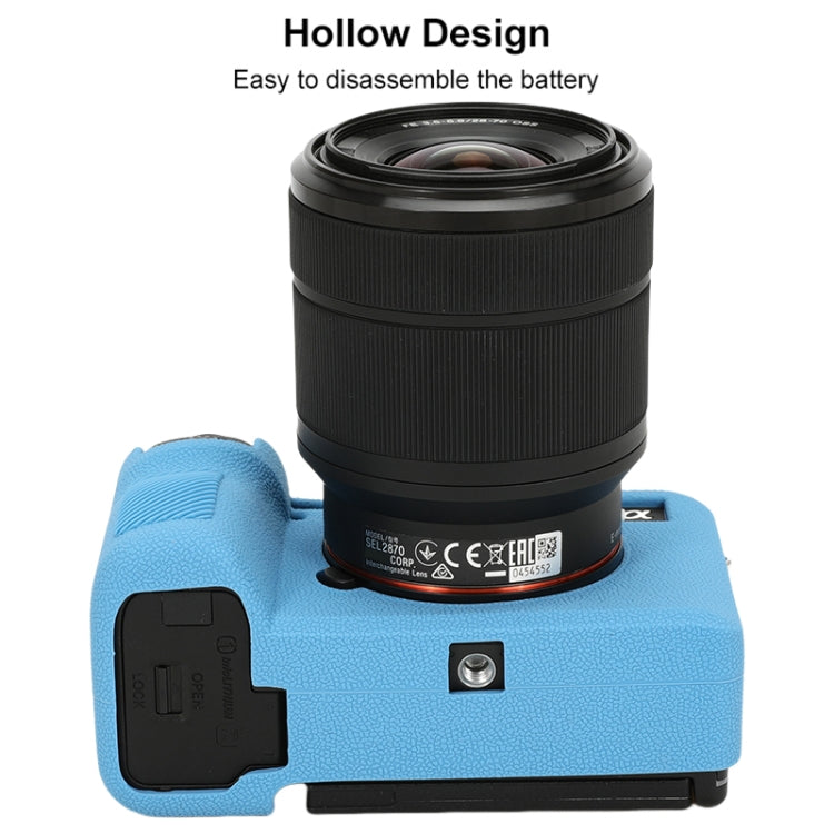 For Sony ILCE-7CM2 / A7C II / A7CR Litchi Texture Soft Silicone Protective Case(Blue) by bashfashion