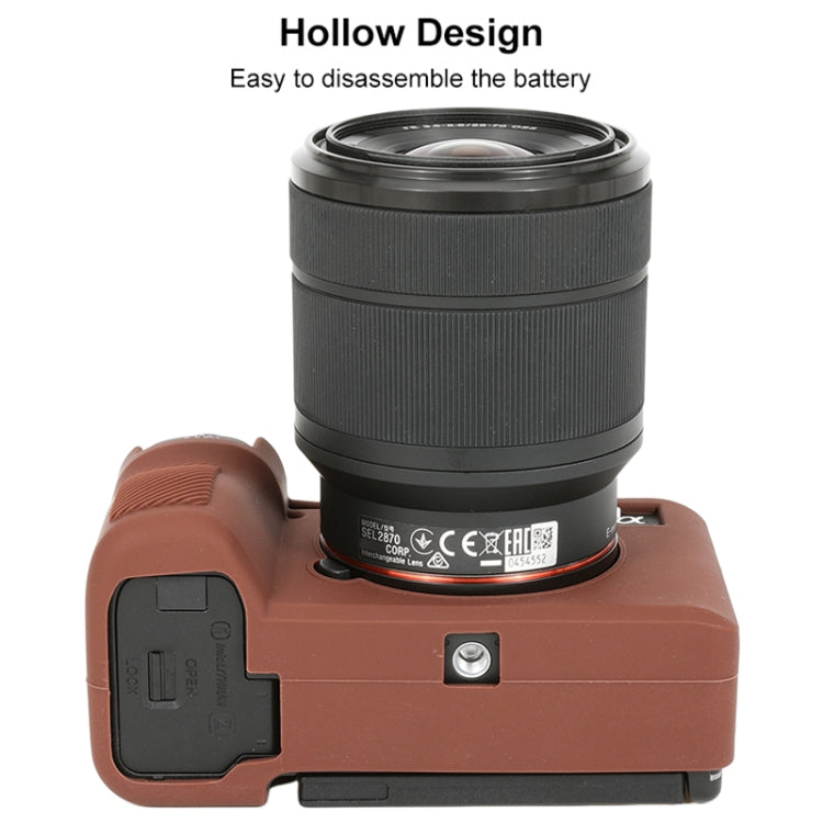For Sony ILCE-7CM2 / A7C II / A7CR Glossy Soft Silicone Protective Case(Coffee) by bashfashion