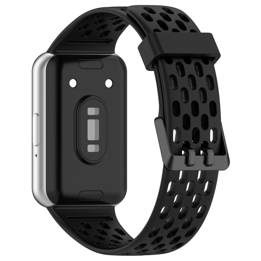 For Samsung Galaxy Fit 3 Hole Style Dual Buckle Silicone Watch Band(Black) by bashfashion