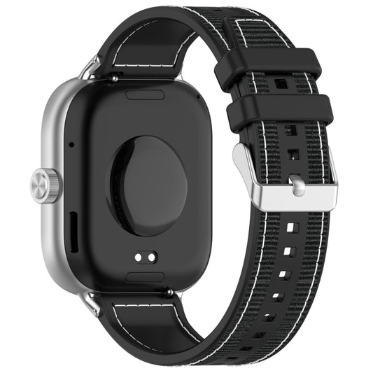 For Xiaomi Smart Band 9 Pro / 8 Pro Ordinary Buckle Hybrid Nylon Braid Silicone Watch Band(Black) by bashfashion