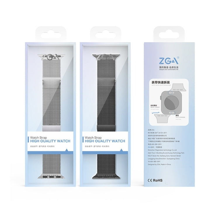 For Apple Watch Ultra 49mm ZGA Milanese Magnetic Metal Watch Band(Silver) by ZGA