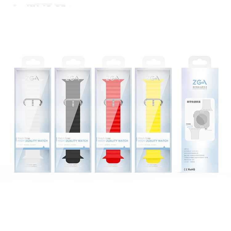 For Apple Watch SE 2023 44mm ZGA Ocean Silicone Watch Band(Yellow) by ZGA