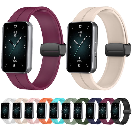 For Honor Band 9 Magnetic Folding Black Buckle Silicone Watch Band(White) by bashfashion