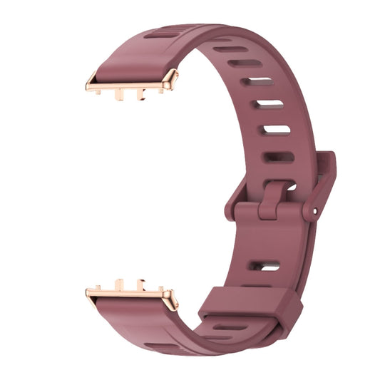 For Samsung Galaxy Fit 3 Mijobs Flat Hole Silicone Watch Band(Wine Red+Rose Gold) by MIJOBS