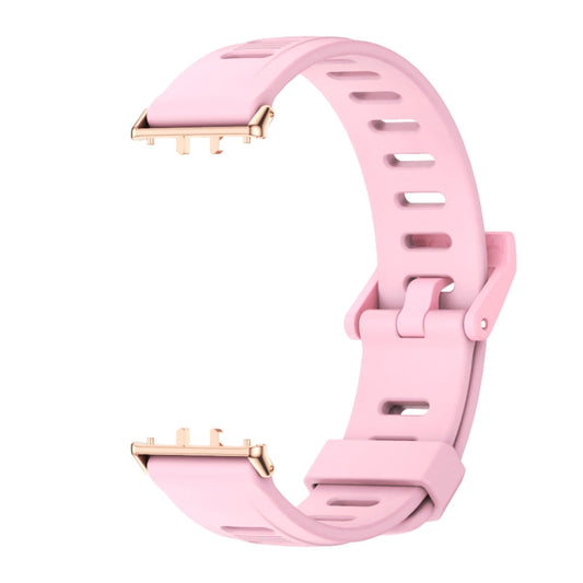 For Samsung Galaxy Fit 3 Mijobs Flat Hole Silicone Watch Band(Lotus Root Powder+Rose Gold) by MIJOBS