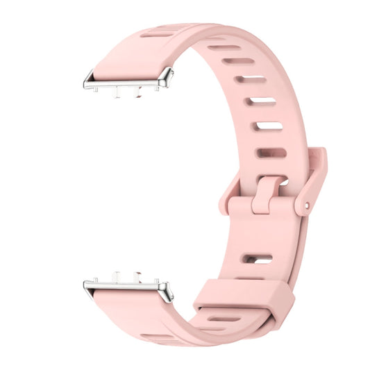 For Samsung Galaxy Fit 3 Mijobs Flat Hole Silicone Watch Band(Pink+Silver) by MIJOBS