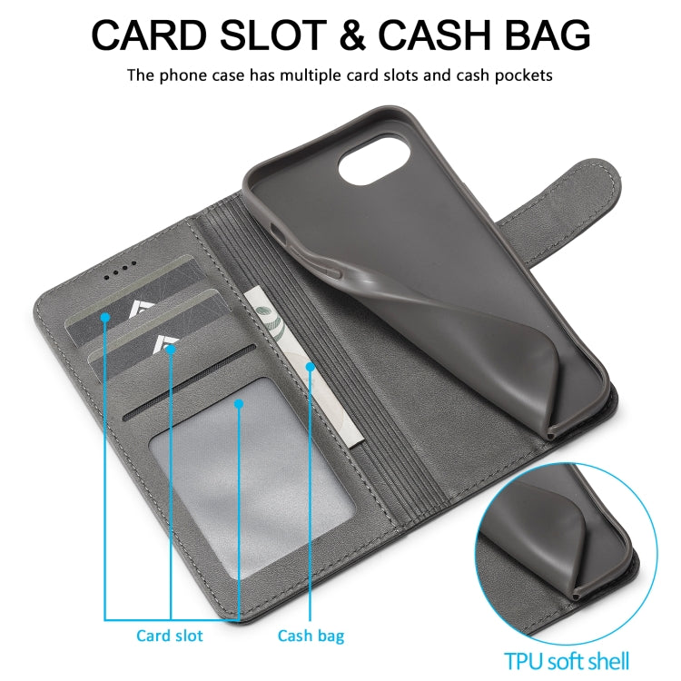 LC.IMEEKE Calf Texture Horizontal Flip Leather Case For iPhone 16e(Grey) by LC.IMEEKE