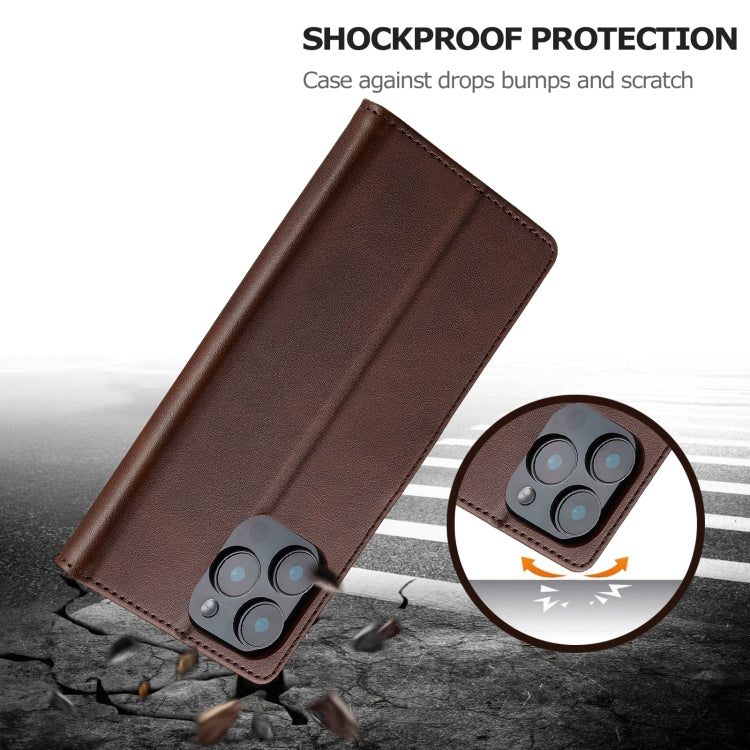 LC.IMEEKE Calf Texture Horizontal Flip Leather Case For iPhone 16 Pro Max(Brown) by LC.IMEEKE