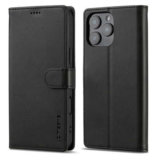 LC.IMEEKE Calf Texture Horizontal Flip Leather Case For iPhone 16 Pro Max(Black) by LC.IMEEKE